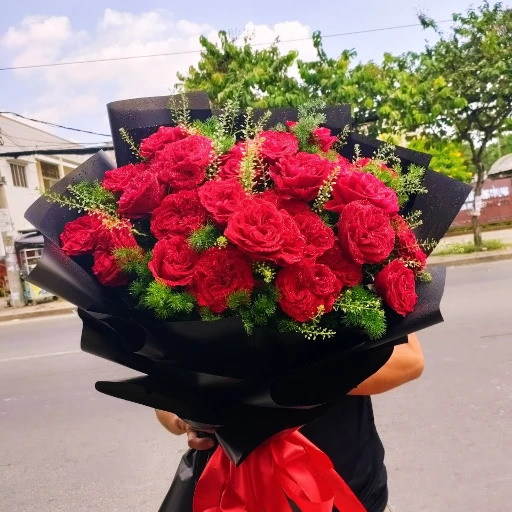 hoa bó hồng đỏ
